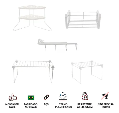 Imagem do produto Kit Organizadores De Armário De Cozinha Prateleira 5 Peças Aramado