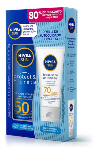 Imagem do produto NIVEA SUN Kit Protetor Solar Protect & Hidrata FPS50 + Facial Toque Seco FPS70